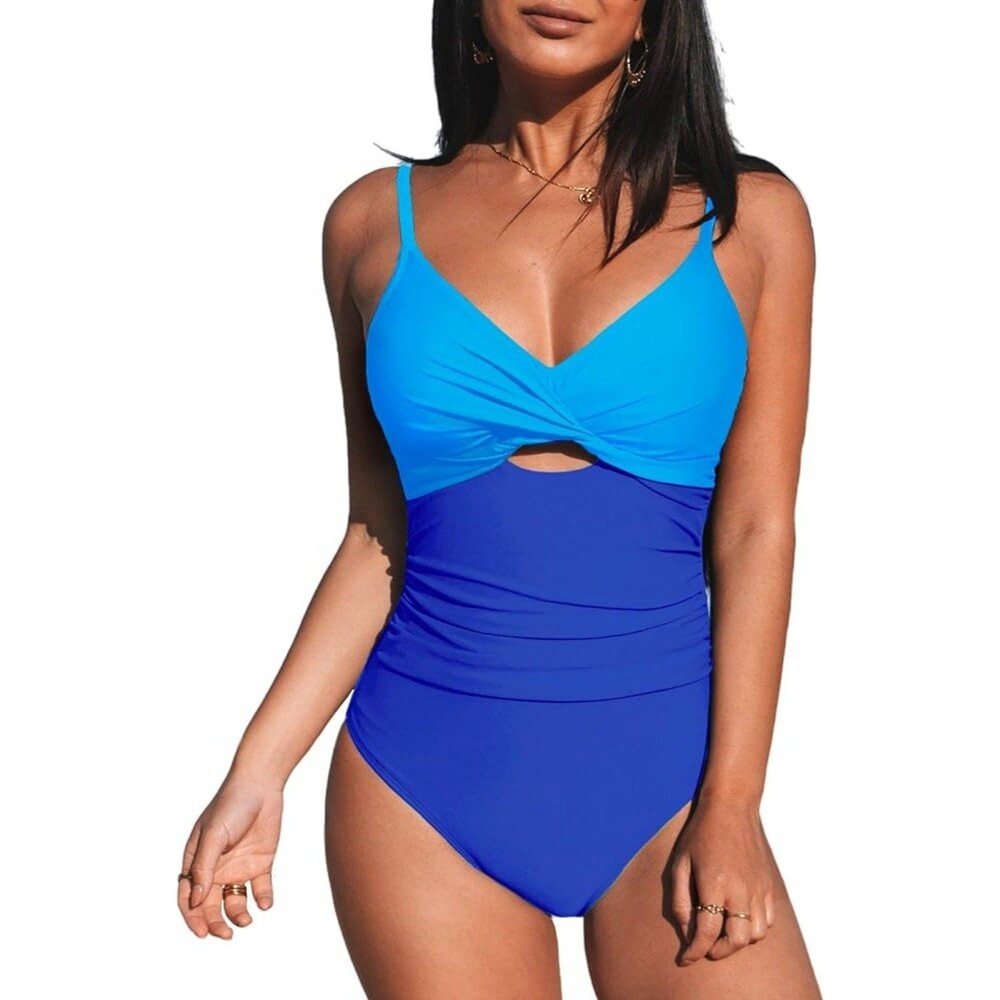 Twist Front One Piece Swimsuit L NEW